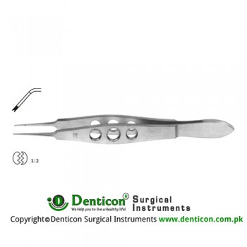 Castroviejo Suture Tying Forcep Angled - 1 x 2 Teeth with Tying Platform Stainless Steel, 11 cm - 4 1/4" Tip Size 0.9 mm